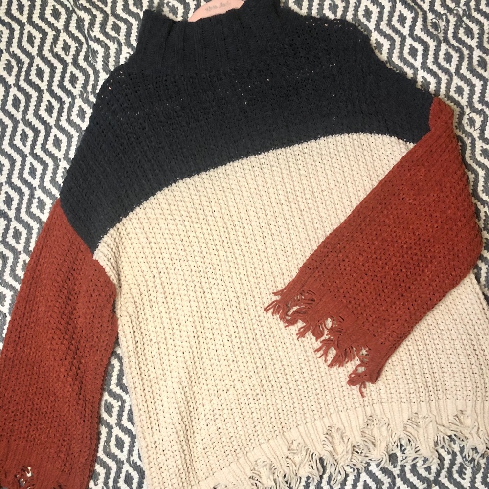 POL raw edge sweater